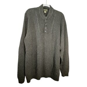 VTG Eddie Bauer Mens Sweater Fisherman  XL Tall Charcoal Chunky Knit Pullover